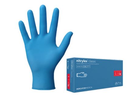 Nitrylex classic blue disposable nitrile gloves box of 100